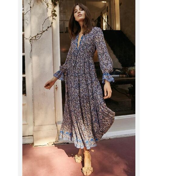 SAYLOR Dresses & Skirts - Revolve Saylor Ina Maxi Dress Floral Large blue boho cottagecore